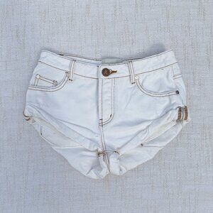 ONE TEASPOON Bandits Low Waist Denim Shorts - White Beauty SIZE 23